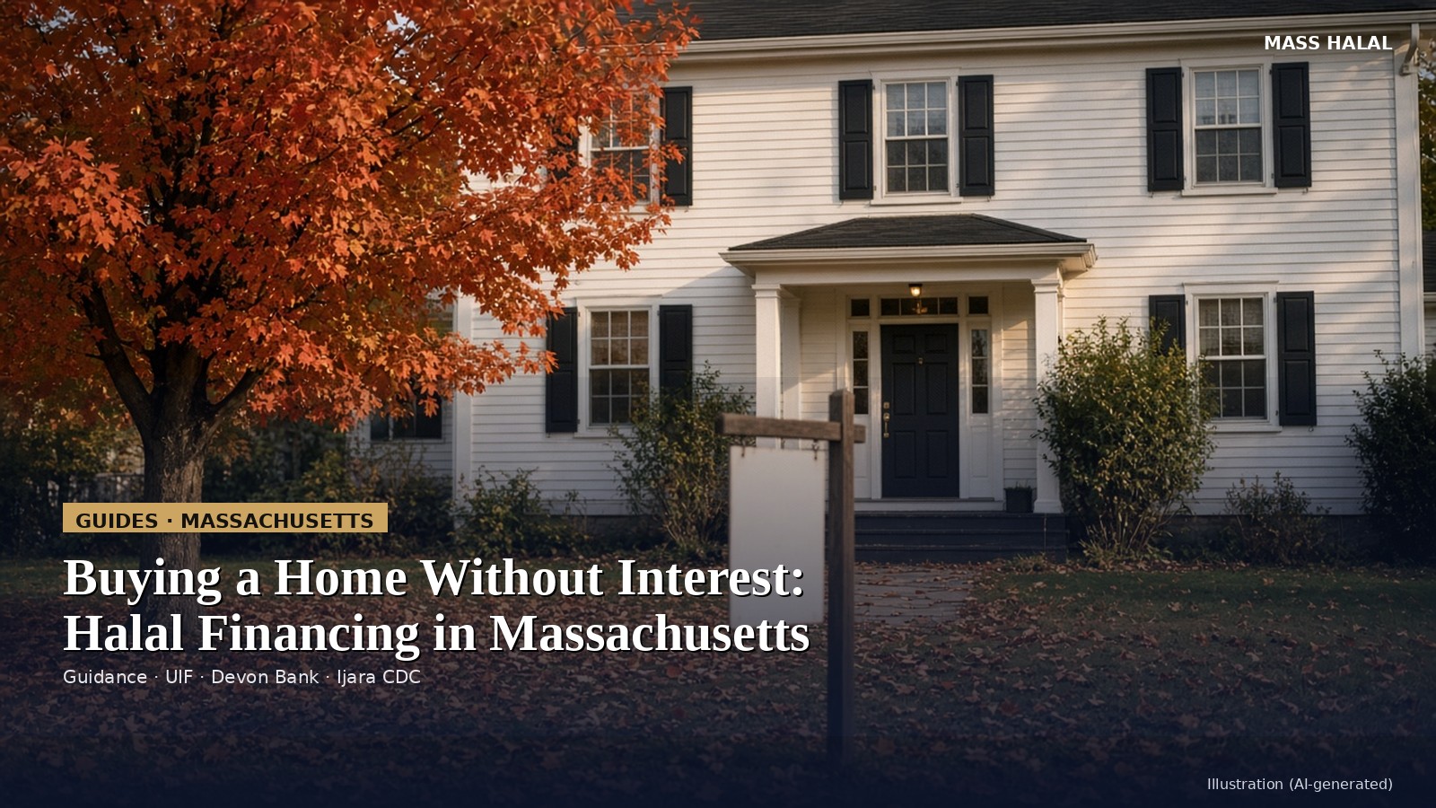 Illustration (AI-generated) of a Massachusetts family home