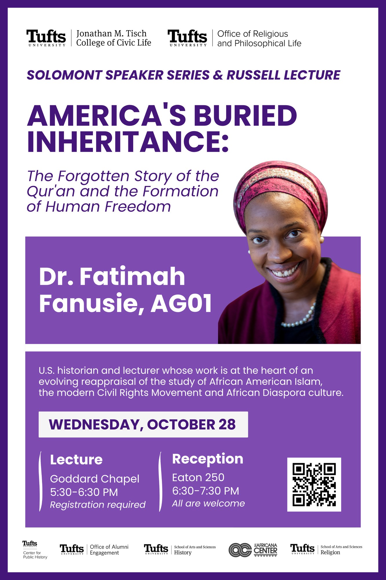 Russell Lecture: Dr. Fatimah Fanusie – "America's Buried Inheritance: The Forgotten Story of the Qur'an and the Formation of Human Freedom" — event image